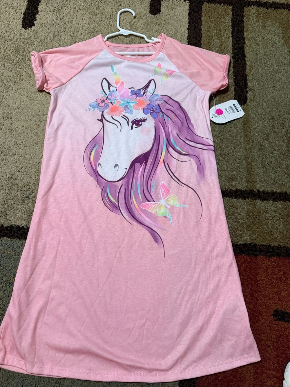 Girls' Pink Unicorn Nightgown Sleep Shirt